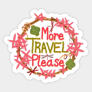 More travel, please quote with bamboo, jungle geranium, lanterns and red damselflies - pink and green Sticker